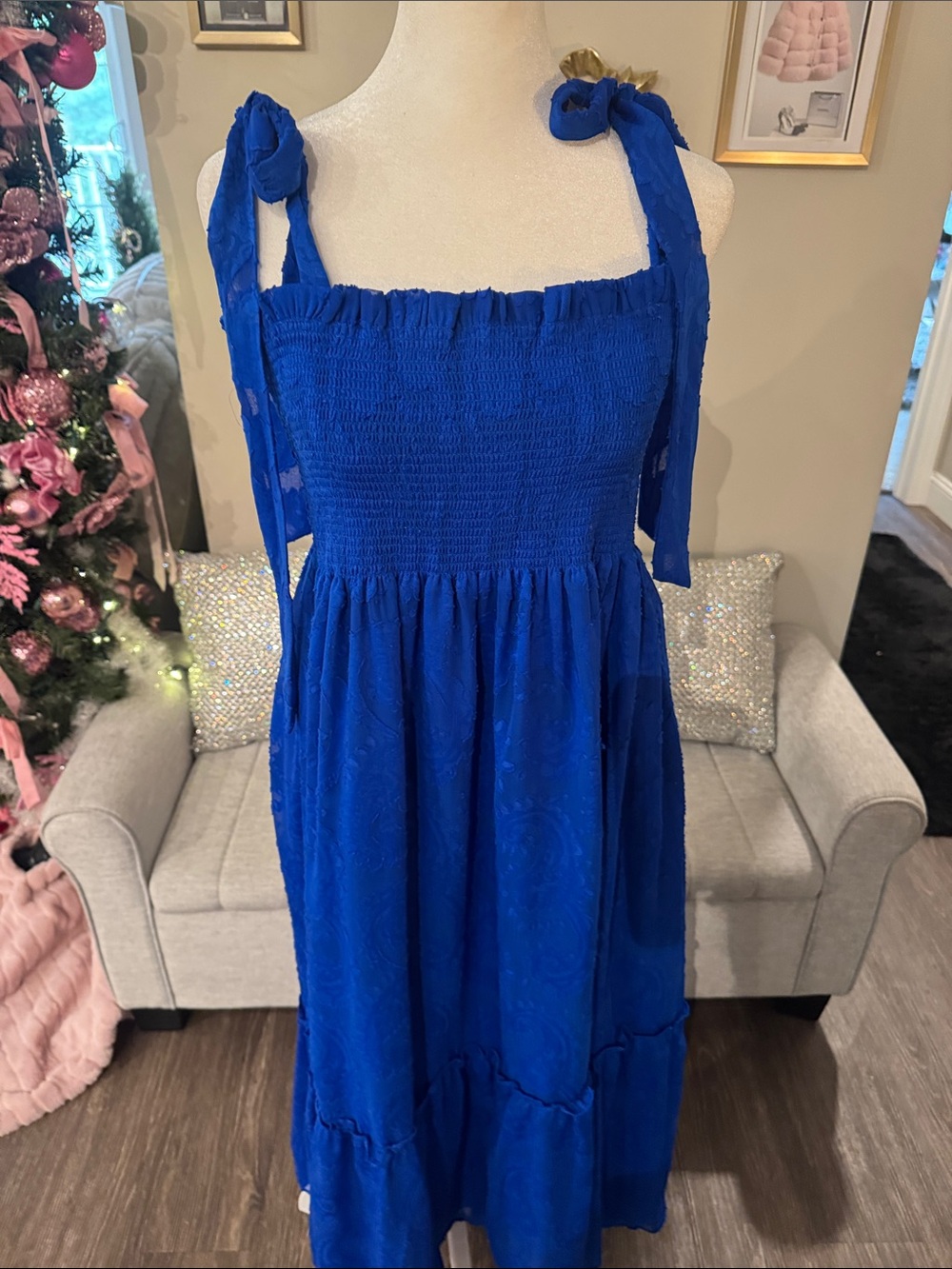 Lilly Pulitzer Cobalt Blue Tie-Shoulder Maxi Dress - Picture 2 of 3